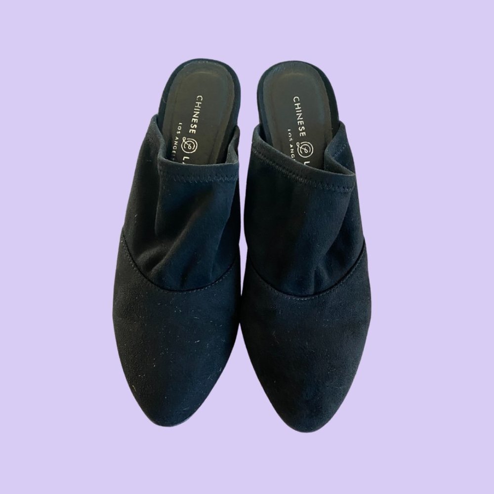 Chinese Laundry Black Suede Mules 9